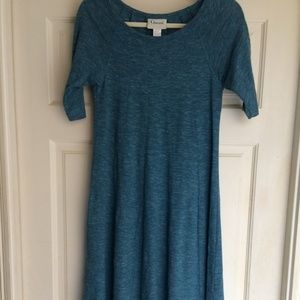 CASUAL KNIT  FLARE AQUA MIDI SWING DRESS